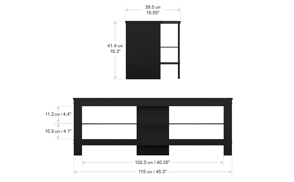 AVF CA115GREA TV Stand, Grey Oak, with no Glass Shelf, fits Most TVs in These Sizes 27”, 32