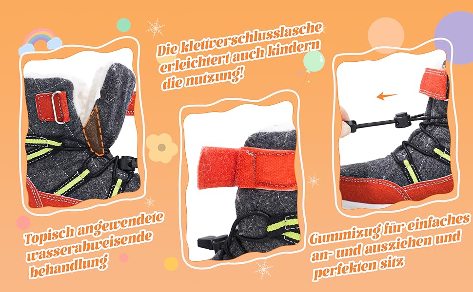 Schneestiefel Kinder Warme Winterstiefel mit Wollfutter Jungen Mädchen Winterschuhe