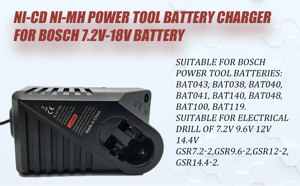 NiCD NiMH Battery Charger for Bosch, 7.2V 9.6V 18V 14.4V AL1411DV