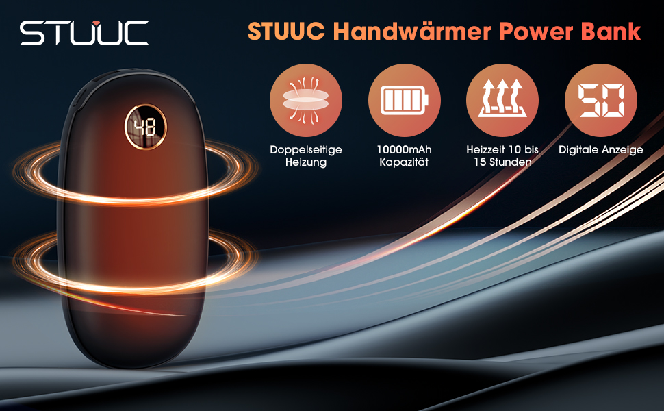 STUUC Handwärmer Taschenwärmer Wiederaufladbar 10000mAhTragbare