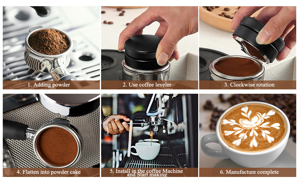 Coffee Distributor, Kaffee Tamper mit 1 Silikonmatte, 53 mm Einstellbar