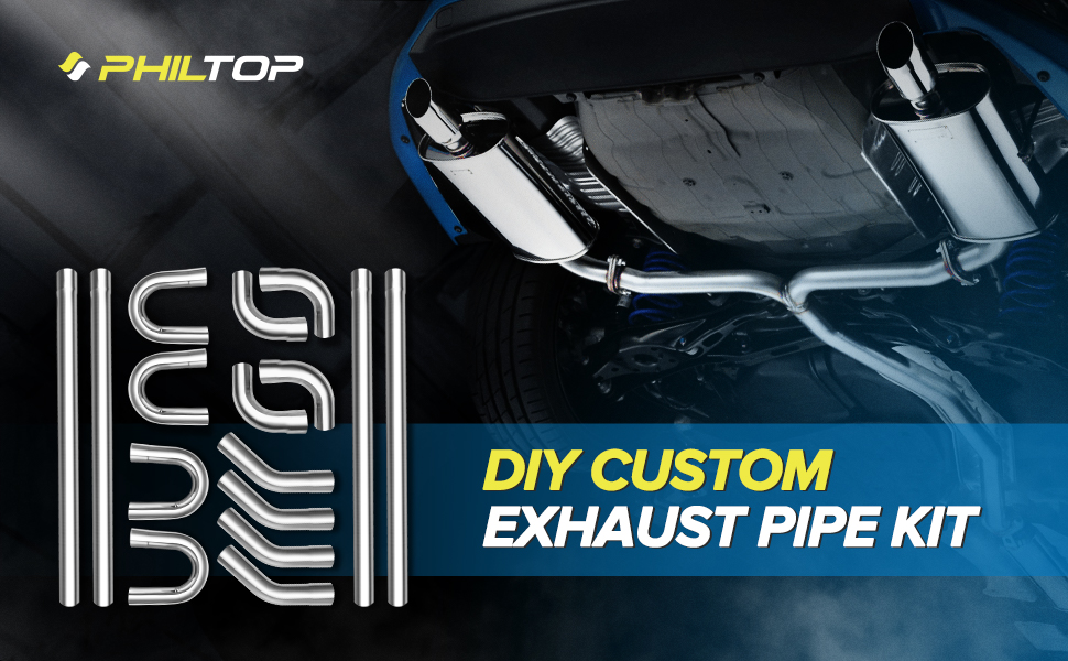 2.25" Exhaust Kit, PHILTOP DIY Custom Mild Steel Tubing Pipe 16 Pcs Mandrel Bend
