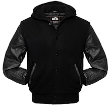 GOKTOG Mens Varsity Jackets Baseball Letterman Wool Body