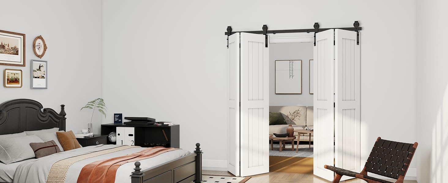 WINSOON Bifold Door Hardware Kit, Bi Fold Door Barn Door