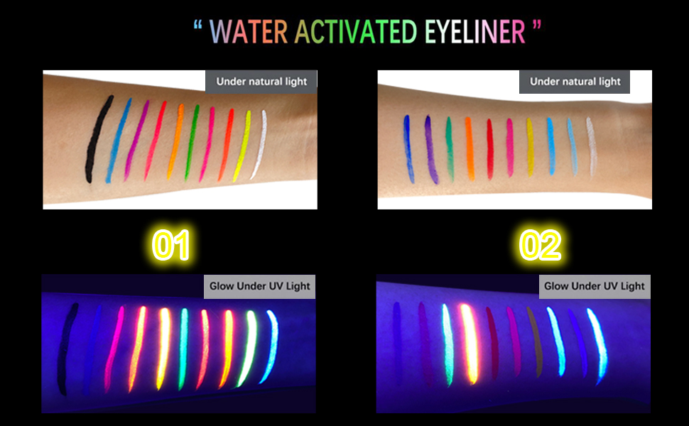 VERONNI Water Activated Eyeliner Palette, Matte and Glow
