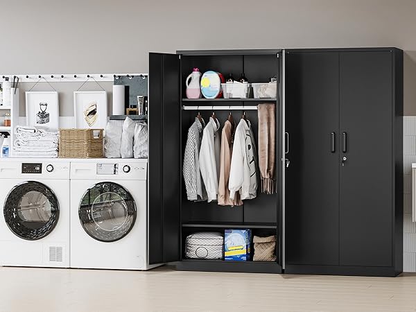 Amazon.com: MIIIKO Steel Wardrobe Cabinet for Clothes, 72