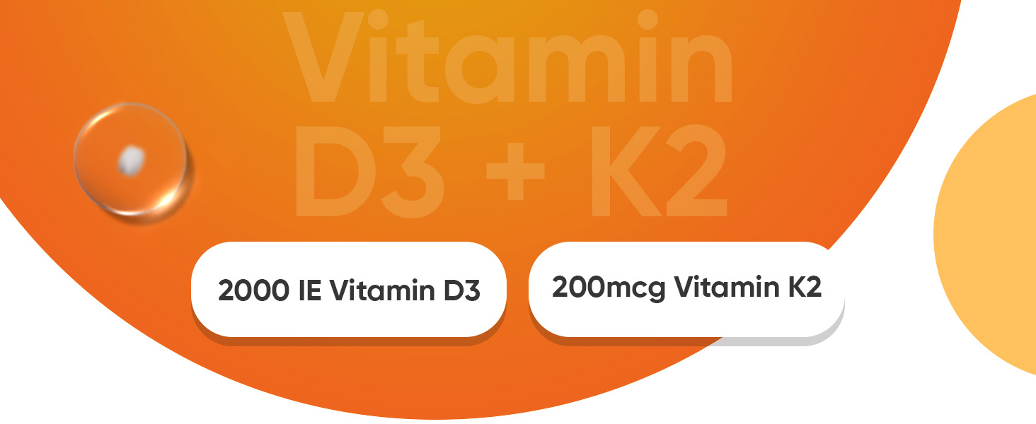 Vitamin D3 + K2 180 Tabletten 2000 I.E. mit 75mcg Vitamin K2 Menachinon für normaler Knochen