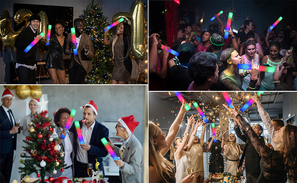 Toismie 24 Pcs Foam Glow Sticks Bulk, New Years Eve Party