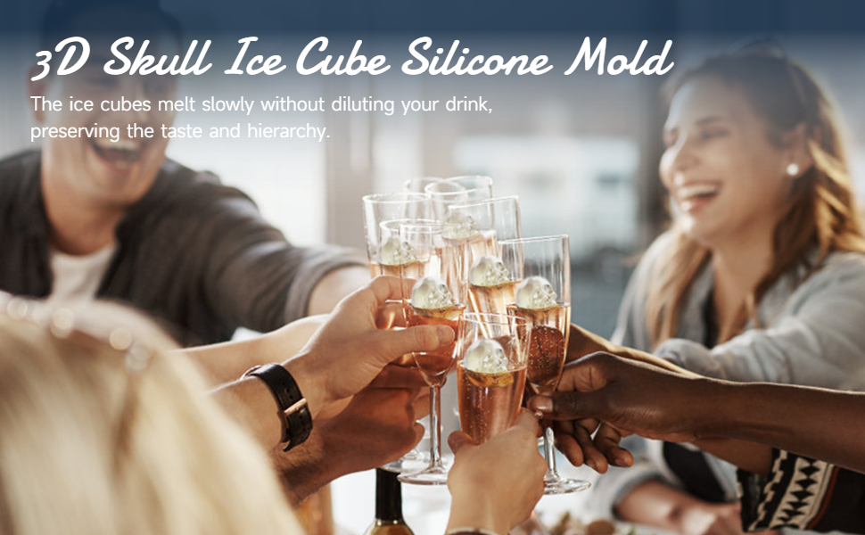 Skull Ice Cube Silicone Mold, 3D Large Skull Ice Cube Mold