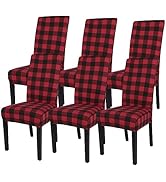 SearchI Christmas Chair Covers Set of 6, Stretch Xmas Kitchen Chair Cover Removable Washable Holi...