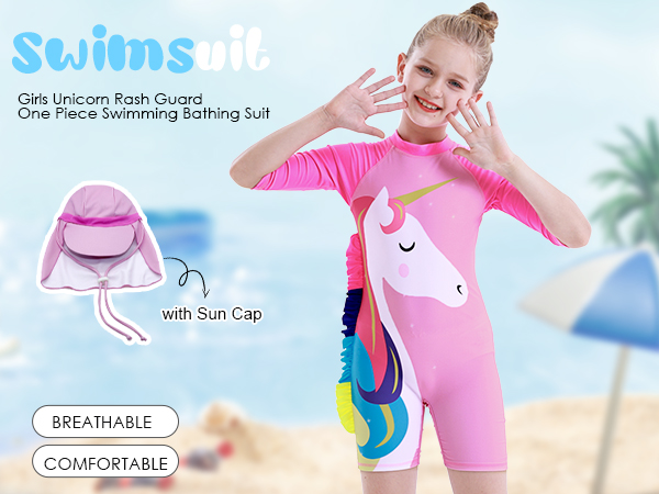 Amazon.com: AmzBarley Girls Unicorn Rash Guard Bathing Suit