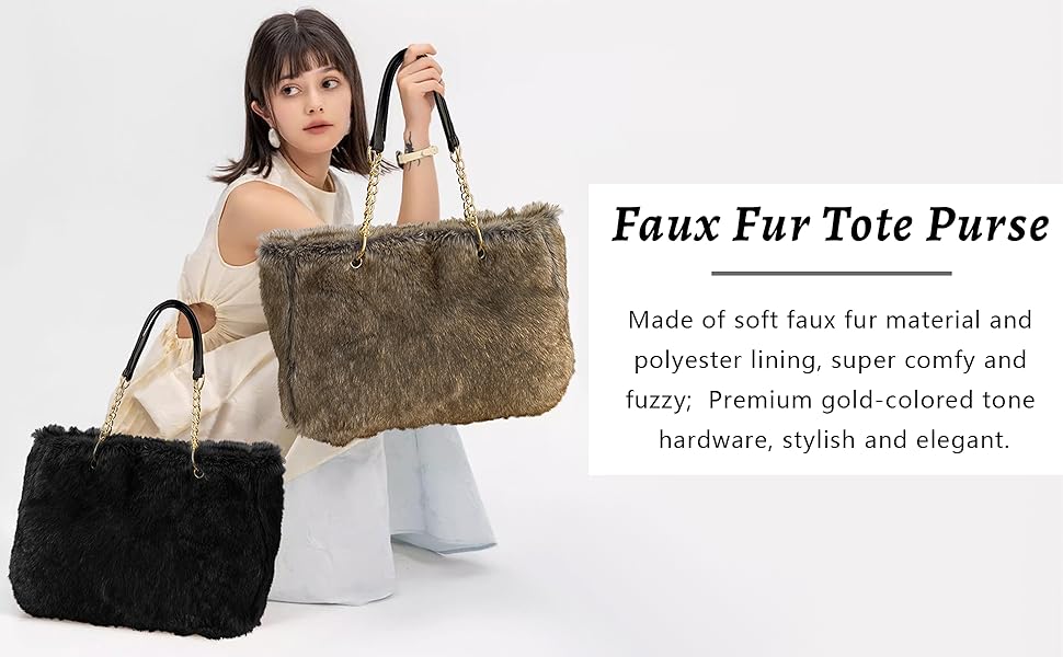 Amazon.com: Aisa Choice Women's Faux Fur Tote Purse Furry
