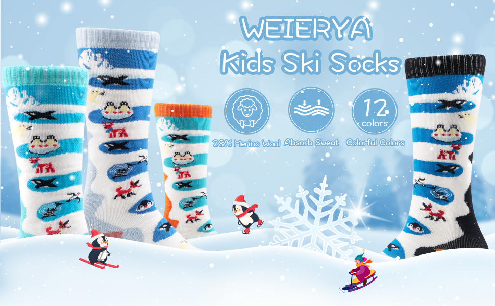 WEIERYA Chaussettes de Ski pour Enfant, Thermiques Chaussettes de