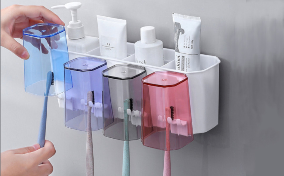 Amazon｜clowin 歯ブラシスタンド 壁掛け コップ付き コップ