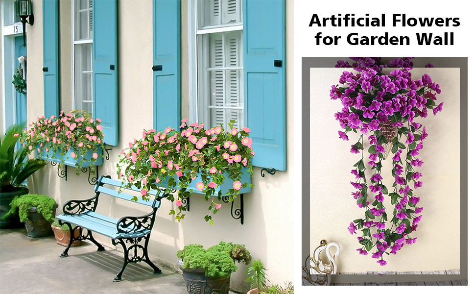 Sfit 2 Packs Artificial Hanging Flowers Plants, Artificial Wisteria