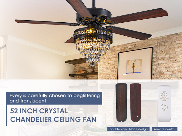 Crystal Ceiling Fan Fandelier with Lights