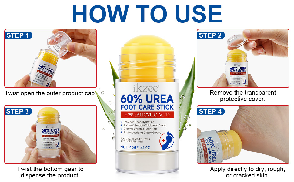 Urea Cream Stick 60% plus 2% Salicylic Acid for Feet Maximum Strength