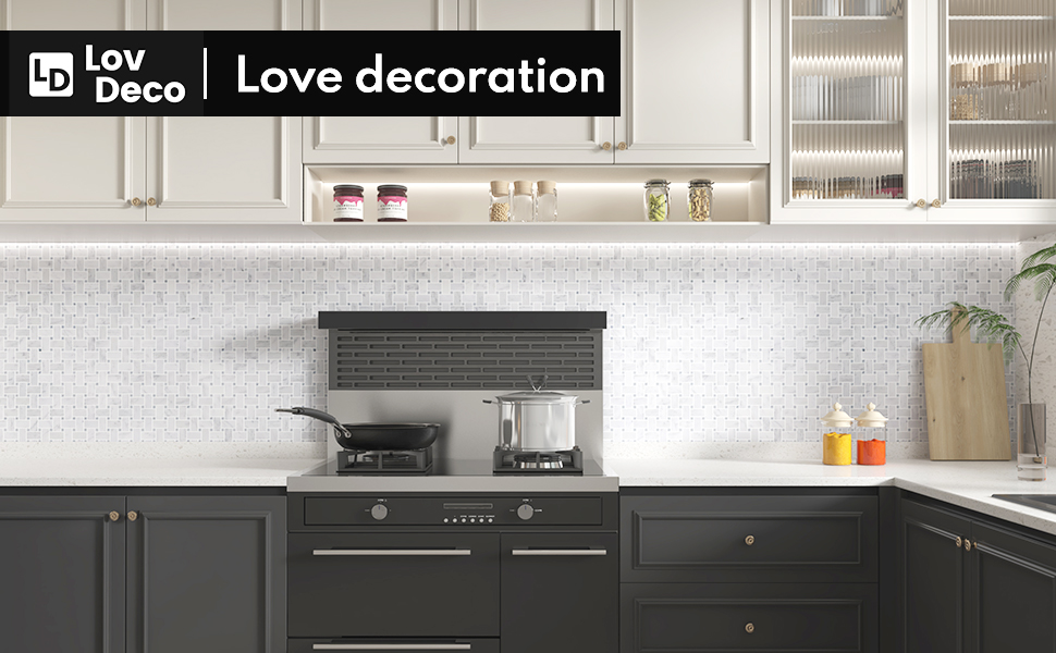 Lovdeco Carrara White Marble Stone Basketweave Italian Bianco Carrera