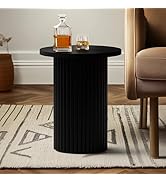 Round Pedestal Side Table - Modern Pedestal Drink Table Small Wooden Round End Table Accent with ...