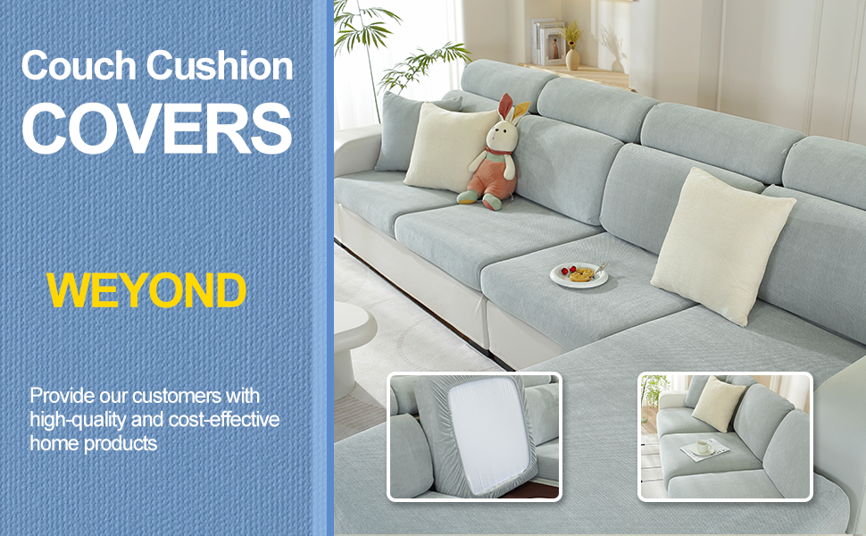 WEYOND Couch Cushion Covers Individual Large Super Stretch Chenille (Softer Version
