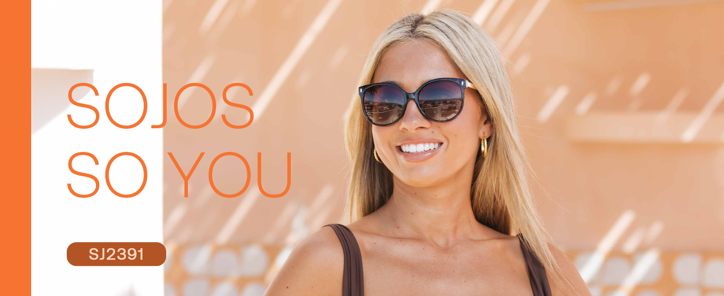 SOJOS Round Polarized Sunglasses for Women Men Oversized Trendy UV Protection Shades