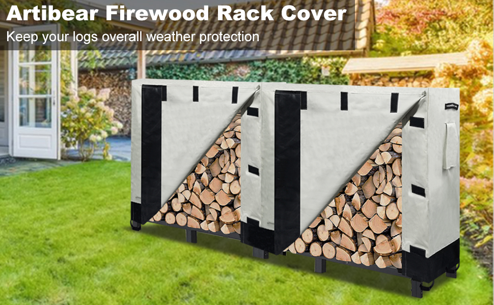 Artibear Firewood Rack Cover for 8FT Wood Rack, Indoor