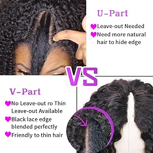 V part Kinky Curly Wig