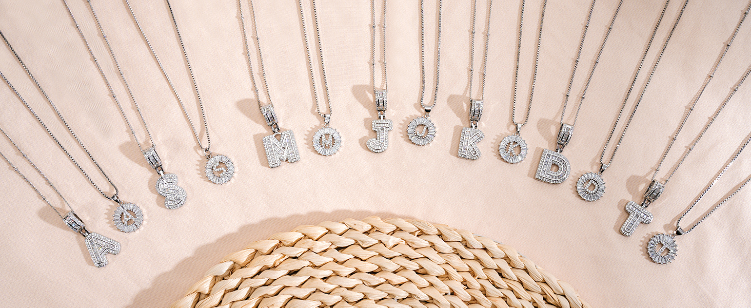 silver pendant necklace A-Z