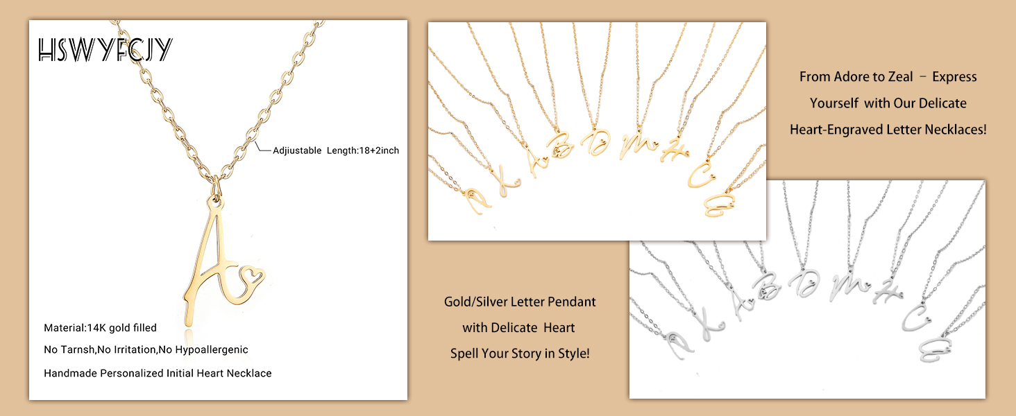 Dainty A-Z Letter Pendant with Heart Choker Necklace