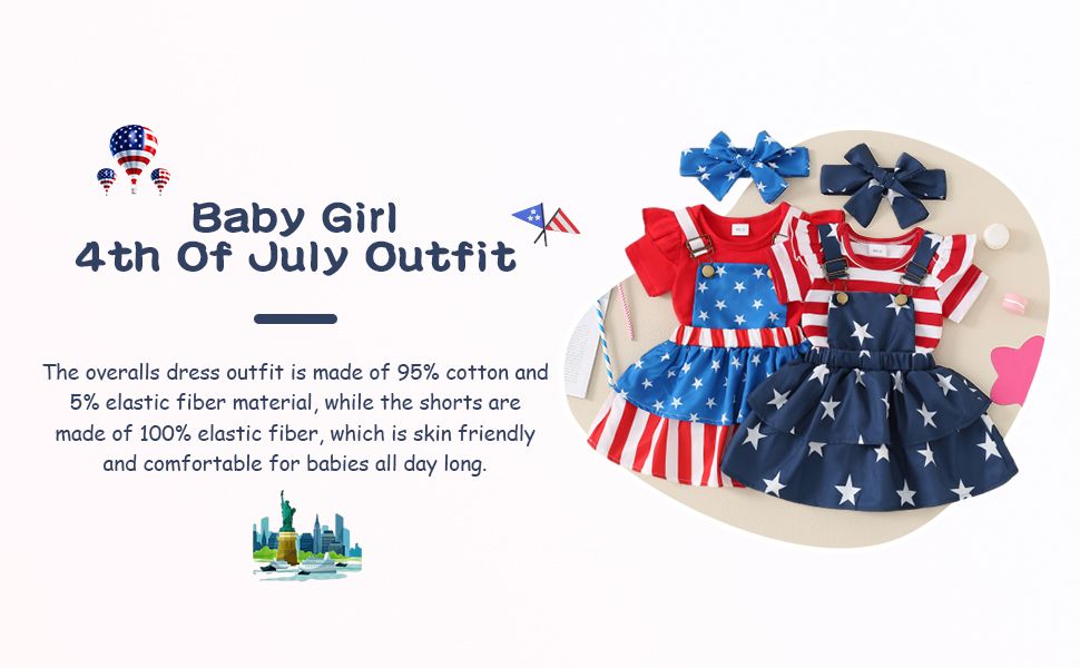 Baby Girl 4th Of July Outfit Newborn Ruffle Romper Skirt Set Toddler Bodysuit Fourth Of July Dress