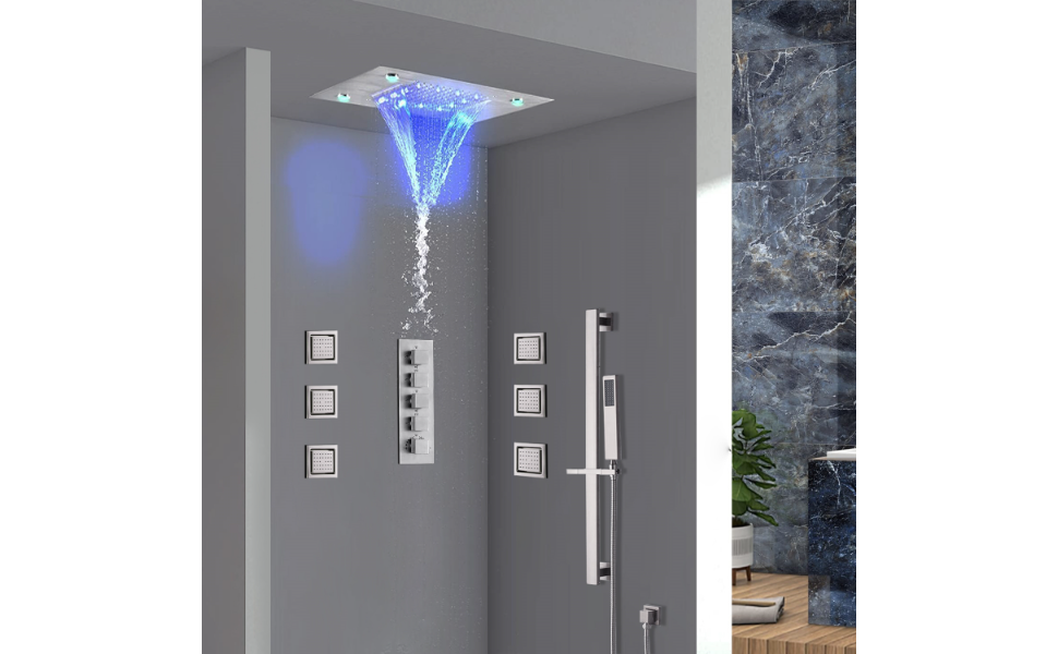 Fontana Isernia 20 * 14" Led Chrome Recessed Ceiling Mount Rainfall