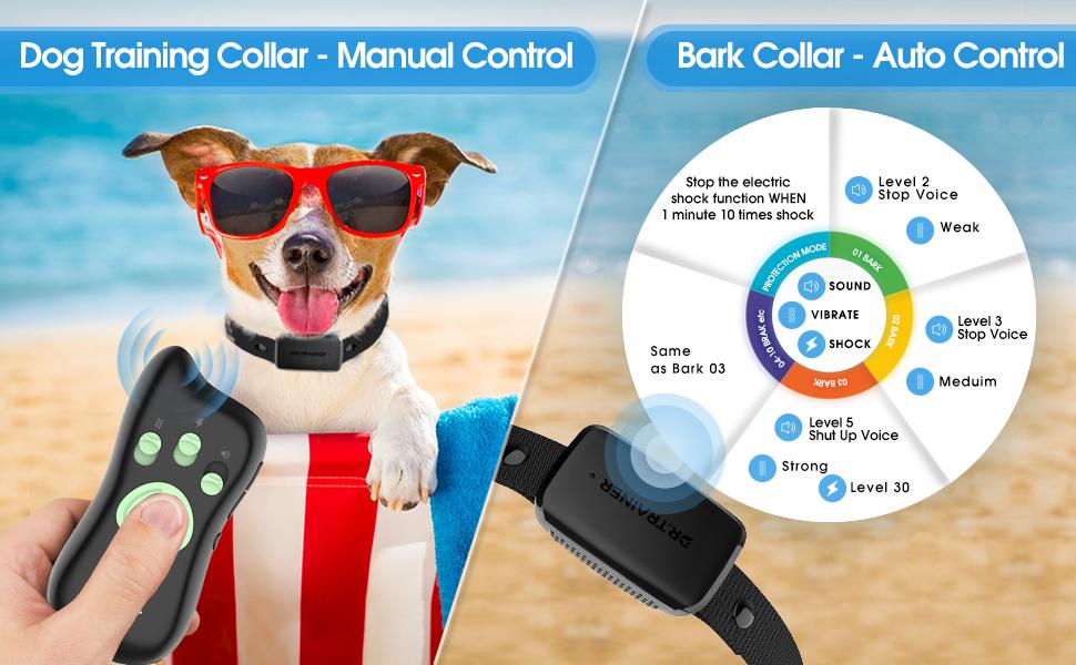 Dr.Trainer Bark Collar with Remote, Quick Charge IPX8