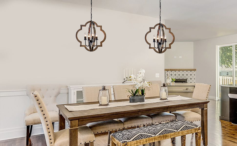 Amazon.com: Rviezza 19.49'' Farmhouse Wood Chandelier, 4