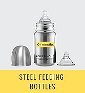 Eddie & Holly Steel Feeding Bottles | 300 ml | Wide Neck | Steel Milk Bottle for Baby and Milk Bo...