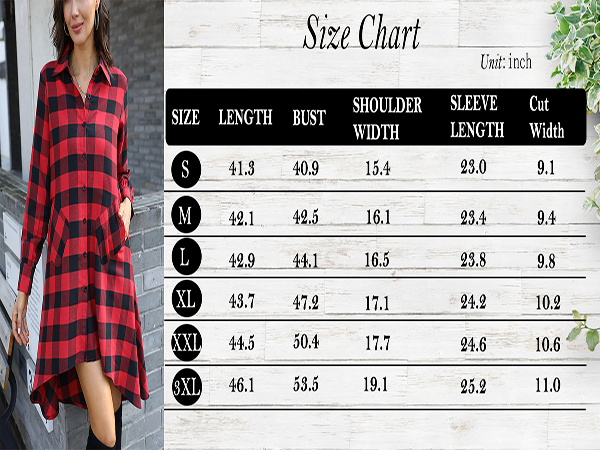 olrain Womens Plaids V Neck Long Sleeve Irregular Hem Casual