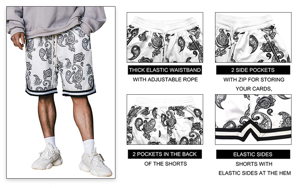 MECH-ENG Men's Paisley Shorts Mesh Gym Basketball Shorts