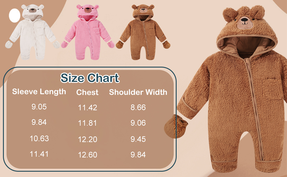 Newborn Baby Snowsuit Bear Onesie Suit