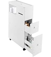 Cbhfmljd Slim Bathroom Storage Cabinet, Narrow Floor Storage Cabinet with Drawers Toilet Paper Ca...
