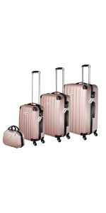 Tectake 4-teiliger roségoldfarbener Reisekoffer - robuste Hartschale, abnehmbare Rollen 360°, ineinander stapelbar, TSA 306dc83c 27f9 4eee 9d27 9635a7e484a8. CR0,0,150,300 PT0 SX150 V1