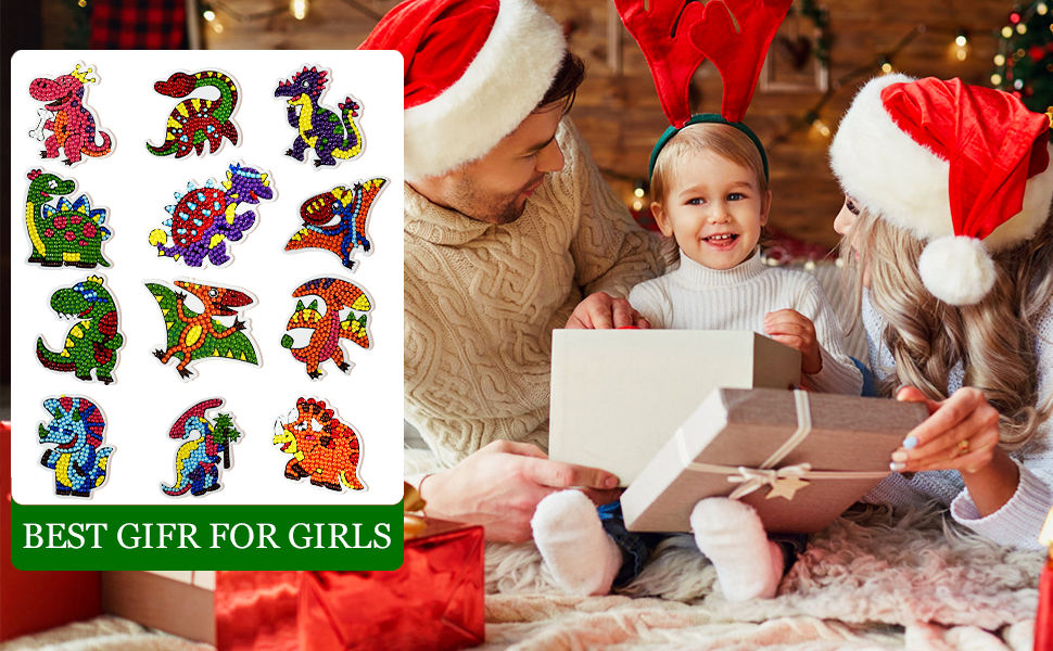 LA BONHEUR Diamond Painting Kids Licorne DIY 5D Girl Lot de 12 autocollants de peinture diamant Licorne Fée Diamond Painting Images pour enfants Cadeau d'anniversaire de Noël pour filles Autocollant de peinture diamant