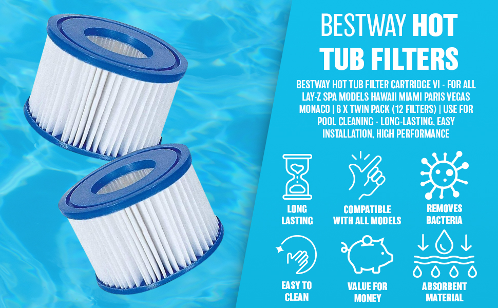 Bestway Hot Tub Filter Cartridge VI For All LayZ Spa Models Hawaii