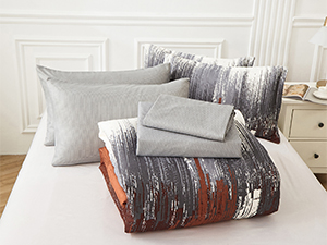 WONGS BEDDING Comforter Set King, Thanksgiving Burnt Orange 7 Pieces Bed in a Bag Abstract Gradient Soft Microfiber Fall Terracotta Bedding Set with Flat Sheet, Fitted Sheet, Pillow Shams, Pillowcases Matching Pillowcase