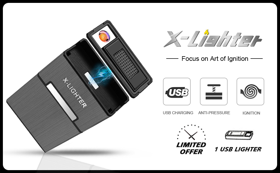 XLighter XL069 Cigarette Case with USB Rechargeable Lighter for Whole