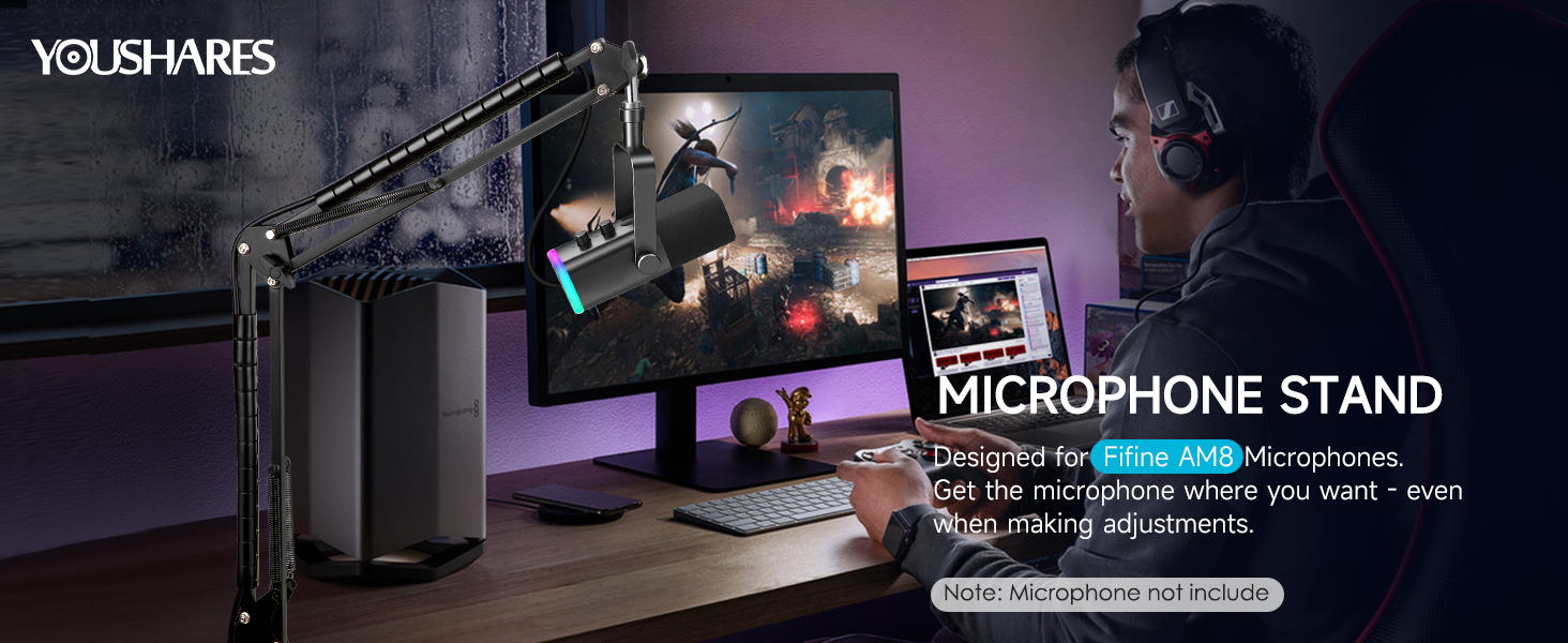 Mic boom arm for fifine am8 microphone Mic satnd compatible with am8 mic