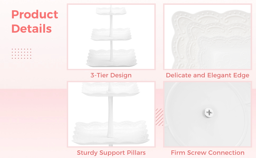 10 Pcs Cake Stand Set, 3Tier Cupcake Tower Stand with