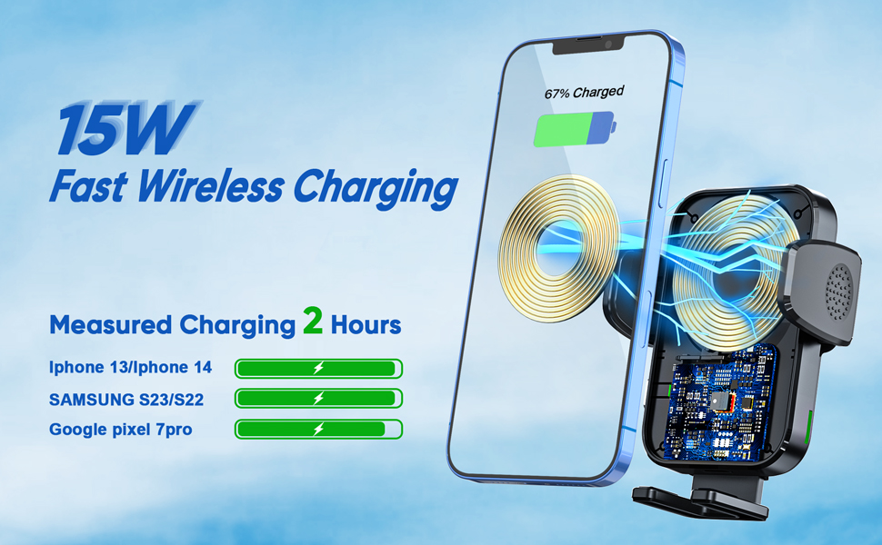 YITUMU Wireless Car Charger,15W Qi Fast Charging Car Phone Holder