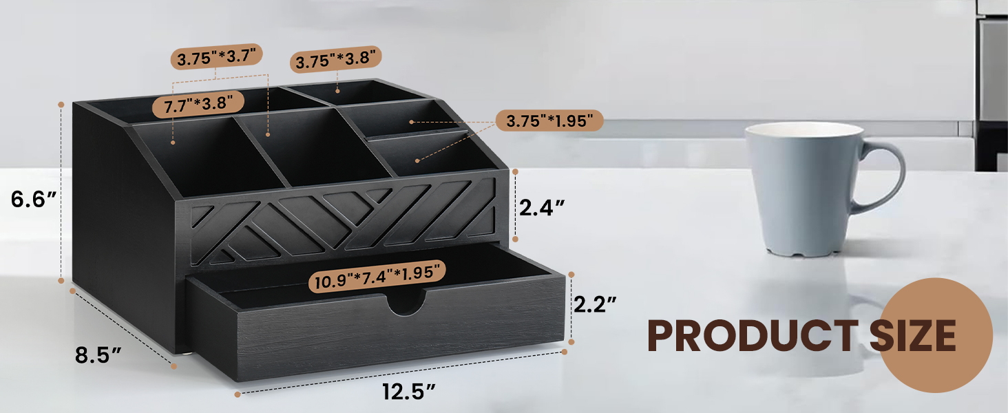 black coffee bar organizer with drawer
