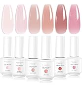 Makartt Gel Nail Polish Set, 6PCS 8ml Natural Nude Jelly Pink Milky White Soak Off UV/LED Gel for...