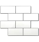 STICKGOO 10 Sheets Subway Tile Peel and Stick Backsplash, Polished White Thick Kitchen Backsplash...