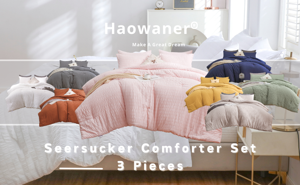 HAOWANER Light Pink Comforter Set Queen, Pink Queen